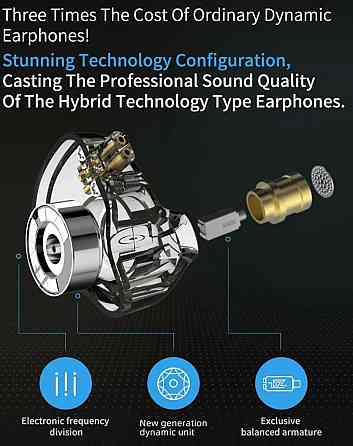 [KZ ZSN Pro] Навушники гібридні арматурні [1DD + 1BA] з мікрофоном. Киев