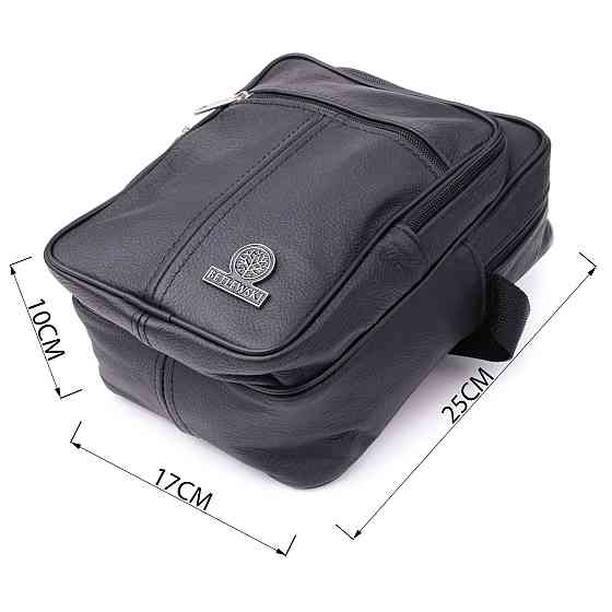 Вместительная мужская вертикальная сумка из натуральной кожи Vintage sale_15111 Черный Киев