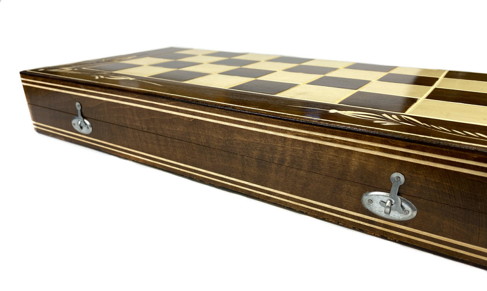 Шахматы, шашки, нарды, шахматная доска для игор 3 в 1 из натурального дерева размер 44.5х44.5 см (XL) Каменец-Подольский - изображение 3