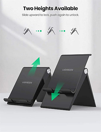 Настільна підставка Ugreen 80903 LP247 Multi-Angle Phone Stand Height Adjustable LP247 (Чорна) Миколаїв - фото 9