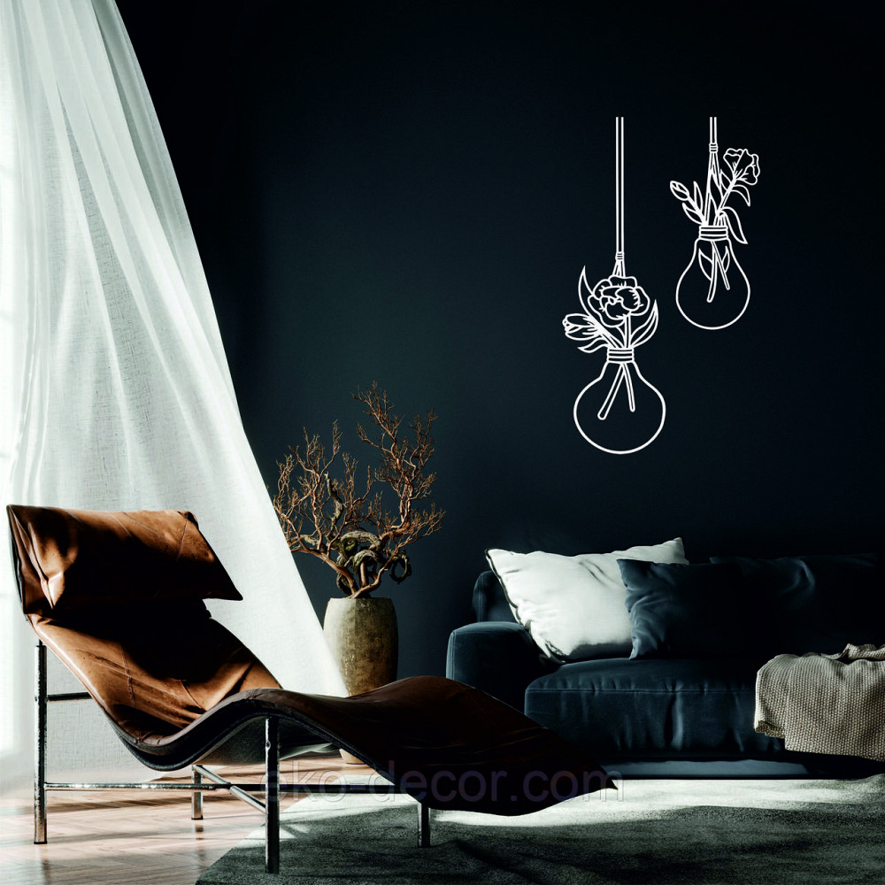 Декоративне настінне Панно «Лампочки», Декор на стіну 50*29 см, Білий Київ - фото 1