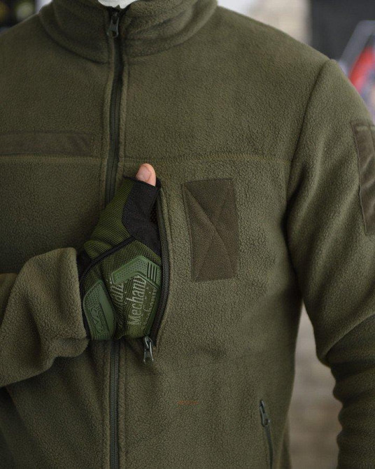 Свитер на змейке олива флисовый теплый мужской Одесса - изображение 7