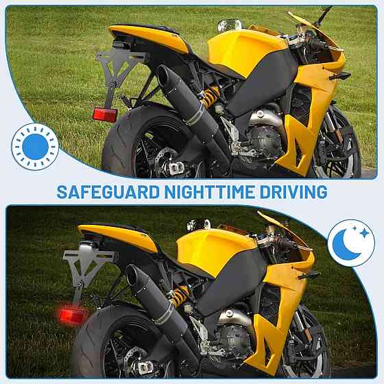 Крепление номерного знака для мотоцикла алюминиевое регулируемое с подсветкой и светоотражателем совместимо с Киев