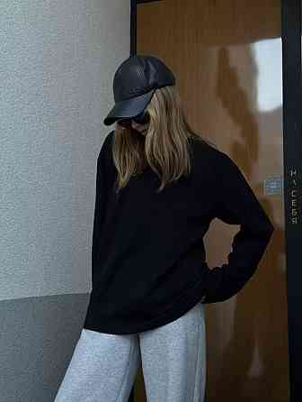 Жіночий базовий оверсайз лонгслів турецький кулір Чорний Одеса