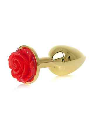 Анальная металлическая пробка Plug-Jewellery Gold PLUG ROSE-Red Sex Aura Киев