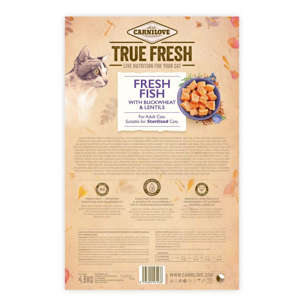 Сухой корм Carnilove True Fresh Cat для взрослых кошек, с рыбой, 4,8 кг Винница - изображение 2