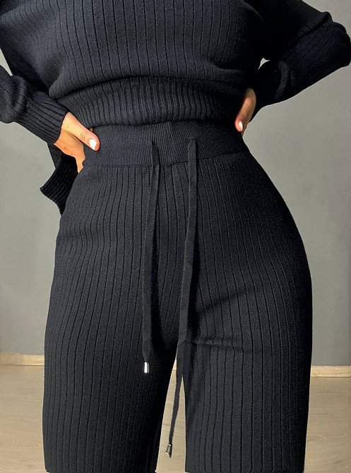 Костюм женский Accorddream 8703-28108 свитер с брюками в рубчик вязаный оверсайз, черный, one size Киев - изображение 12