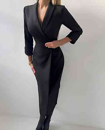 Жіноча стримана сукня-піджак костюмка Чорний Одеса