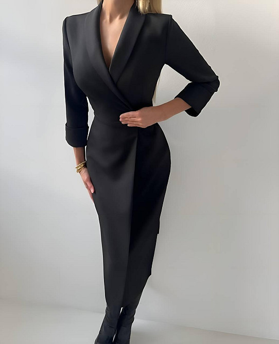 Жіноча стримана сукня-піджак костюмка Чорний Одеса - фото 2