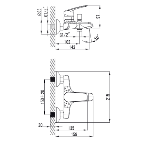 Змішувач Serio d35мм для ванної литий Corso Житомир - изображение 2