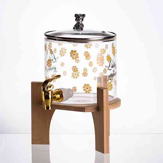 Лимонадница с краном на деревянной подставке 2.6 л стеклянная HP-34-16 Киев