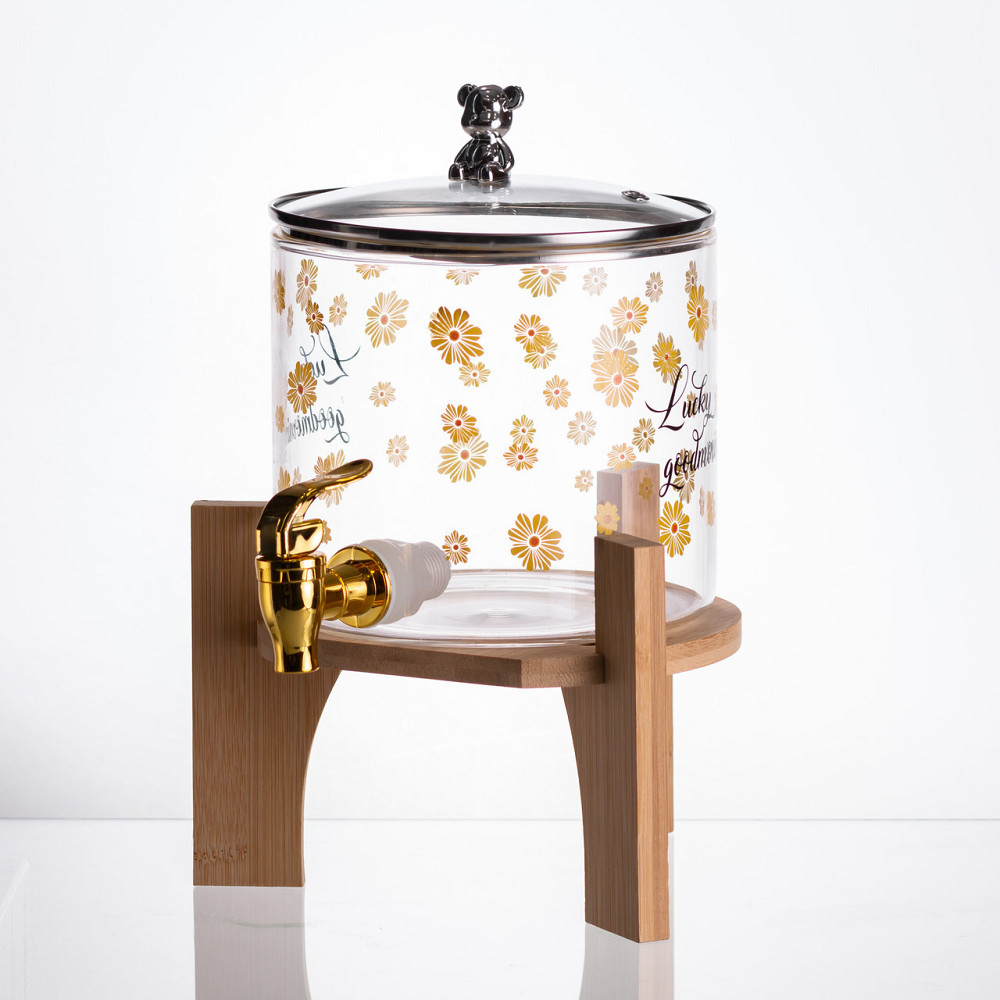 Лимонадница с краном на деревянной подставке 2.6 л стеклянная HP-34-16 Киев - изображение 2