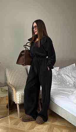 Стильний жіночий витончений комбінезон двосторонній фліс. Чорний, 42/44 Одеса