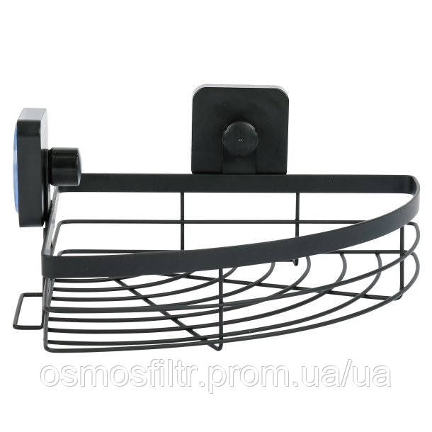 Полиця кутова Axentia чорна на присосках 22х11.5х22 см метал з порошковим покриттям (135970) Київ - фото 1