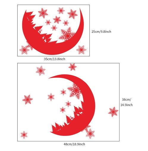 Зимові наклейки на вікна Місяць та сніжинки розмір наклейки 31*25см, силікон Київ - фото 2