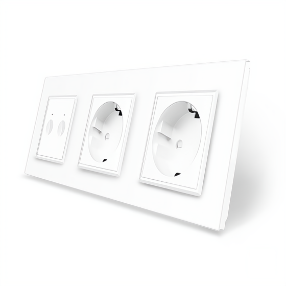 LIVOLO Сенсорний прохідний/перехресний вимикач Sense 2 сенсора 2 розетки Livolo білий скло (VL- Коломия