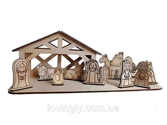 Сувенірний різдвяний  вертеп з фігурками 29/12/12 см Ірпінь