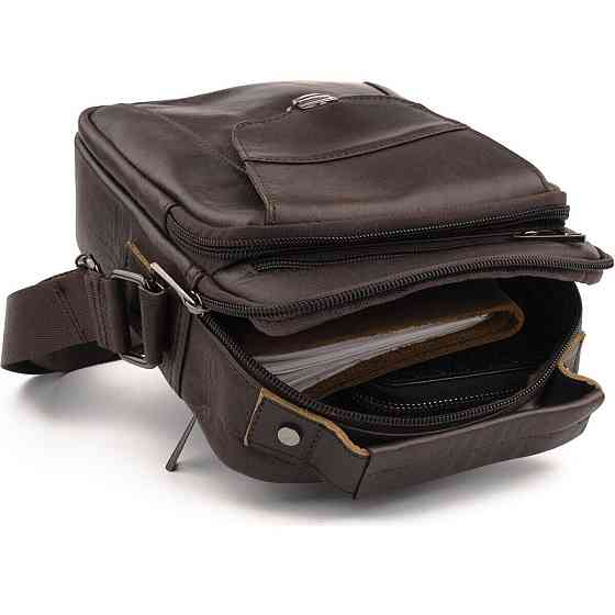 Сумка мужская из плотной кожи 14996 Vintage Коричневая Киев