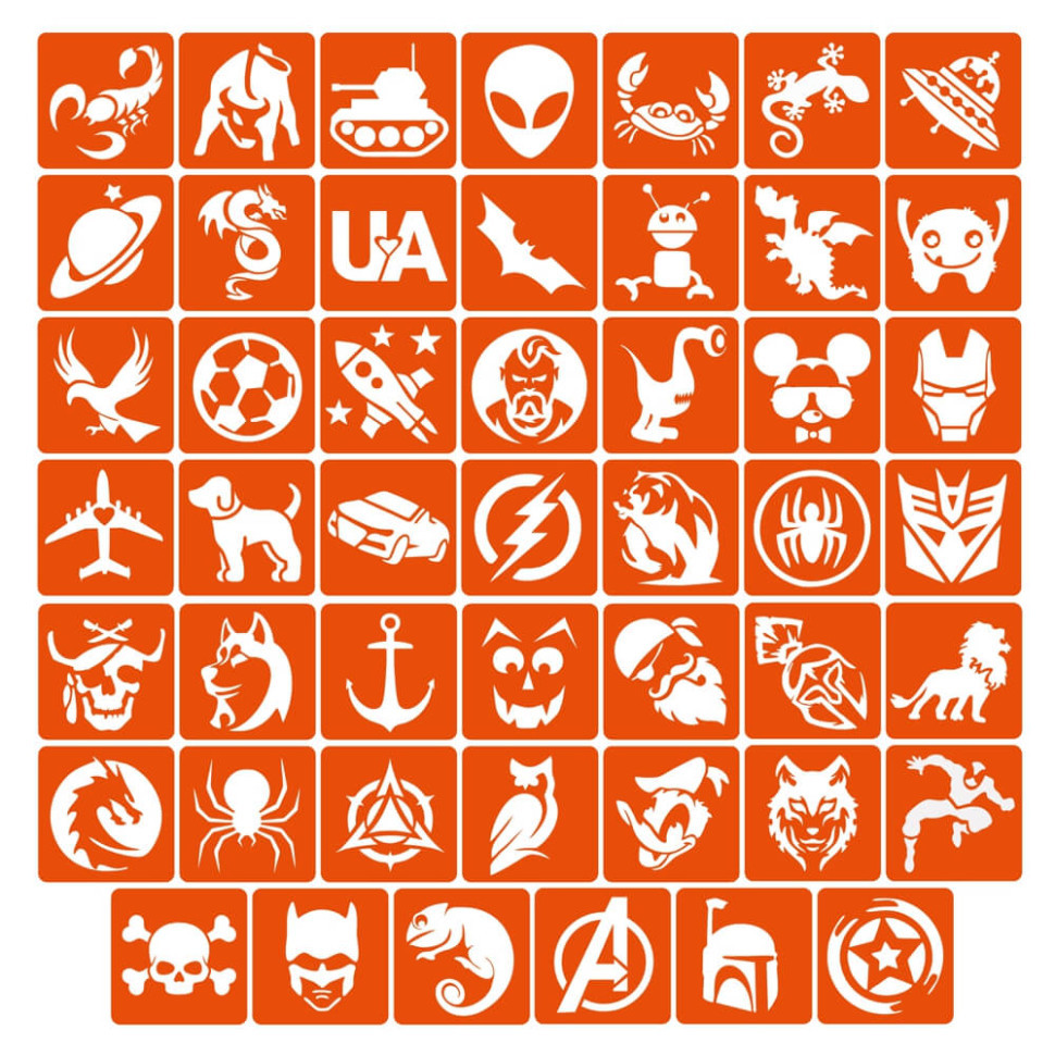 Набір трафаретів для біо-тату «Для хлопчиків №1» boys_simple_1_4x4_48_1 Вінниця - фото 1