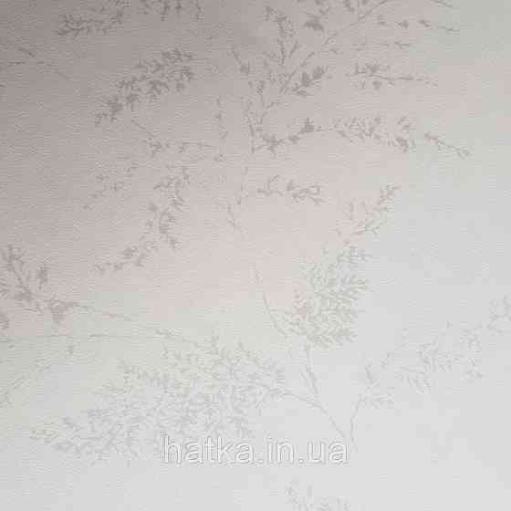 Шпалери флізелінові дитячі еко Lutece Tartine et Chocolat ніжні великі гілки листя світло сірі на білому Київ