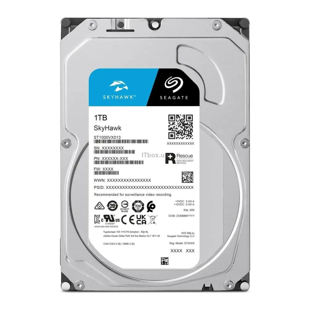 Жорсткий диск для відеоспостереження Seagate SkyHawk HDD 1 TB 5400 rpm 256MB ST1000VX013 3.5 SATAIII Київ - фото 9