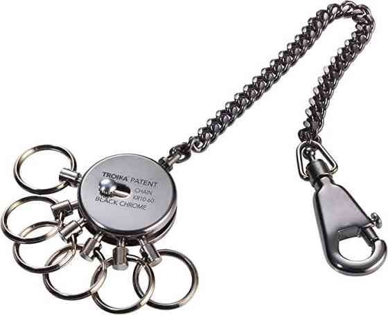 Брелок с карабином Troika с цепочкой и шестью кольцами Серебристый Киев