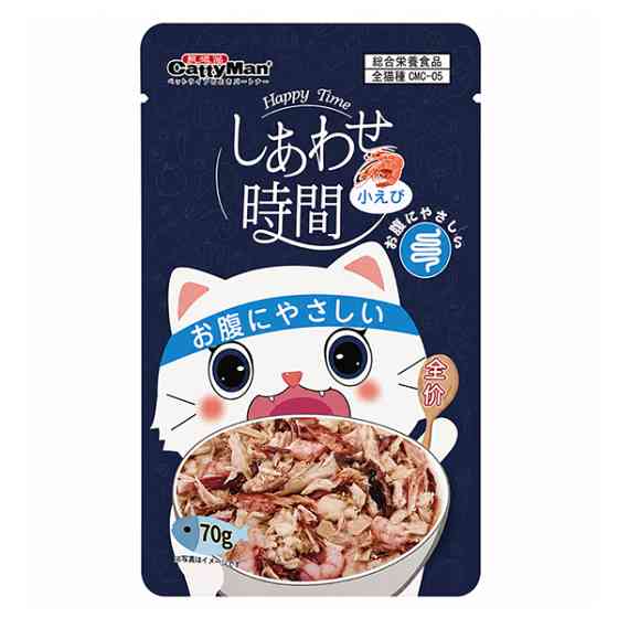 CattyMan Happy Time Digestive Health КЭТТИМЕН ЗДОРОВОЕ ПИЩЕВАРЕНИЕ беззерновой полнорационный влажный корм с тунцом и креветками для котов, пауч 70 г Киев