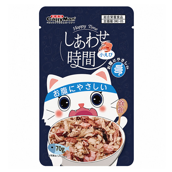 CattyMan Happy Time Digestive Health КЭТТИМЕН ЗДОРОВОЕ ПИЩЕВАРЕНИЕ беззерновой полнорационный влажный корм с тунцом и креветками для котов, пауч 70 г Киев - изображение 1