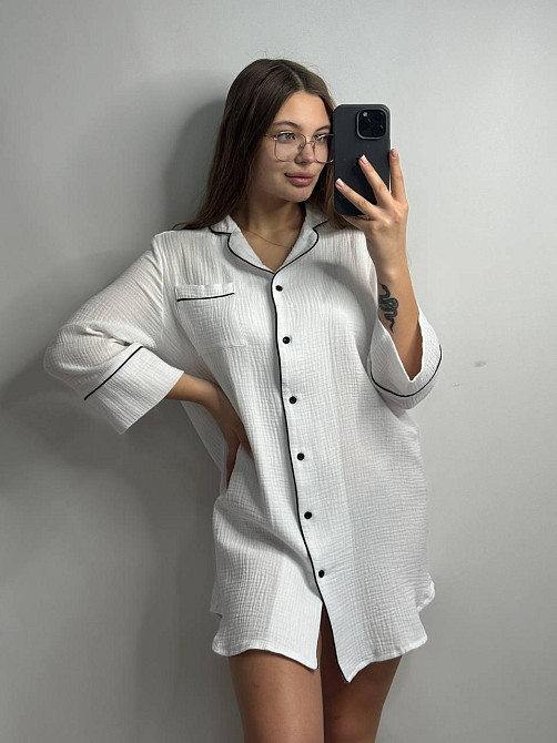 Женская муслиновая ночная сорочка Белый XL-2XL Харьков - изображение 1