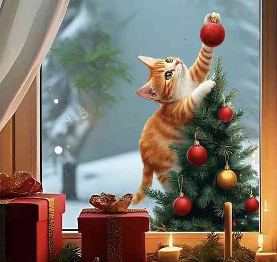 Новорічна наліпка на скло двостороння 