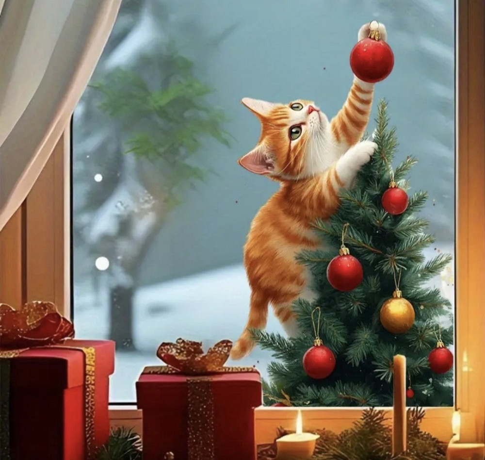 Новорічна наліпка на скло двостороння 