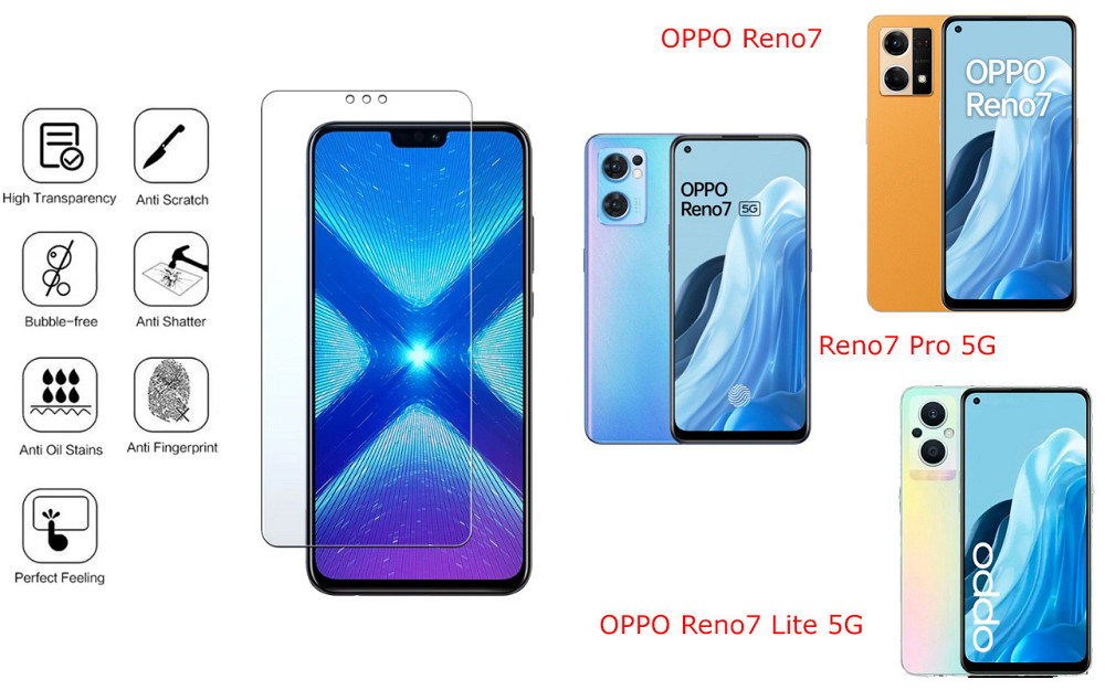 Захисне скло NeoGlass для OPPO Reno7, Reno7 Pro 5G, Reno7 Lite 5G – надпрозоре та стійке Київ - фото 4