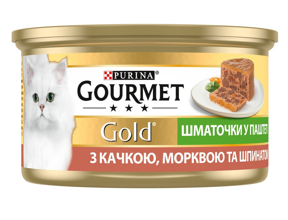 Консерва для кошек Gourmet Gold (Гурме Голд) кусочки в паштете с уткой, морковью и шпинатом 85 г Purina Винница - изображение 1
