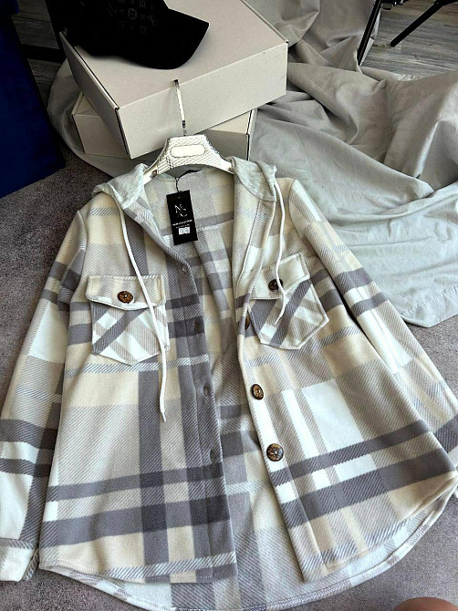 Женская теплая оверсайз рубашка с капюшоном турецкий двусторонний флис Полар Беж, 42/46 Одесса - изображение 3