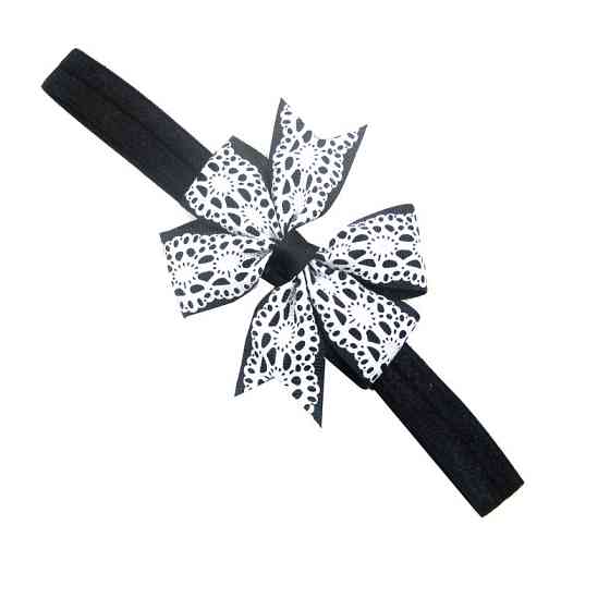 Дитяча пов'язка з мереживним принтом one size чорно-білий Київ