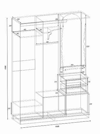 Прихожая Трио-купе TRIO, Дуб Крафт Білий, 1508/500/2100 Львов
