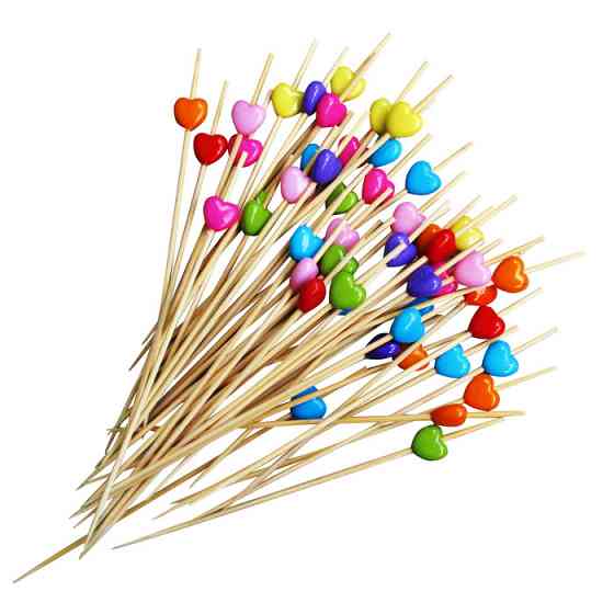 НАБІР ДЕРЕВ’ЯНИХ ШПАЖОК ДЛЯ КАНАПЕ L 12 СМ СЕРЦЕ (50 ШТ) 0279 ABA-OPT Одеса