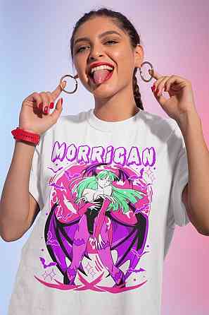 Футболка аниме Морриган Аенсланд Дарксталкерс Гирл оверсайз (S/M/L) Черний AnimeJ0054 Днепр