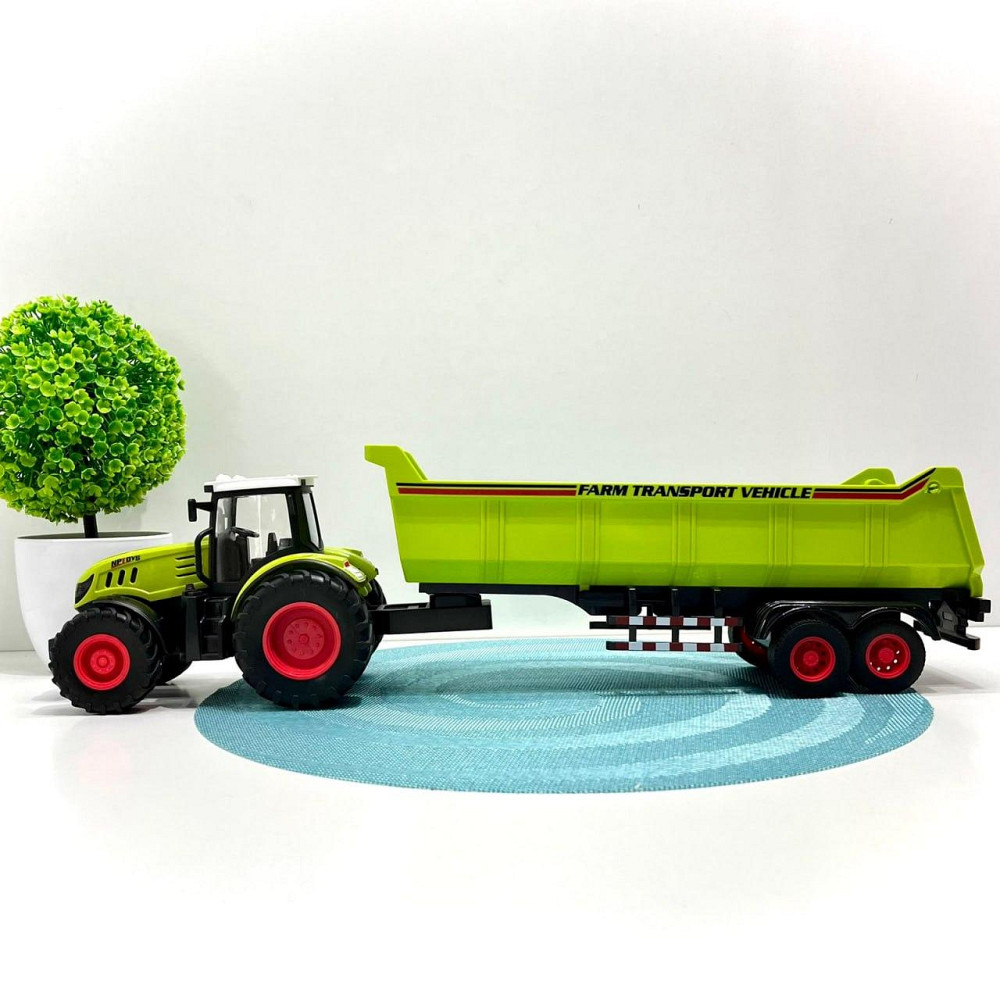 Трактор інерційний з причепом масштаб 1:14 гумові колеса світло звук Салатовий (99-55D) Чернігів - фото 4