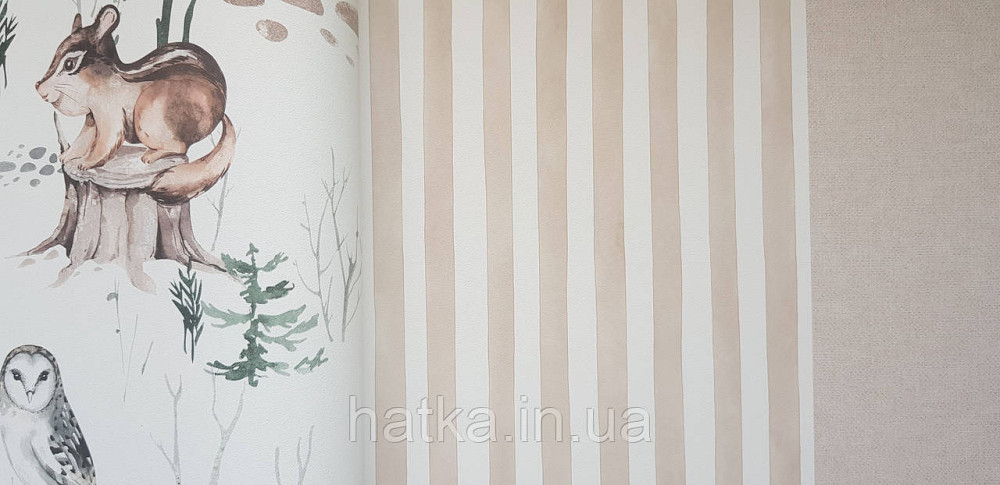 Шпалери флізелінові еко Rasch Kids World 0.53х10 дитячі смуги кремові коричневі білі Київ - фото 2