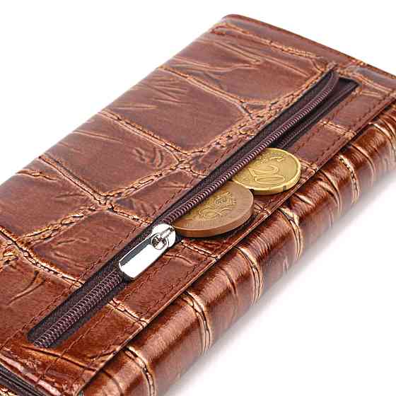 Необычный женский кошелек из натуральной фактурной кожи Коричневый (CANPELLINI) Киев