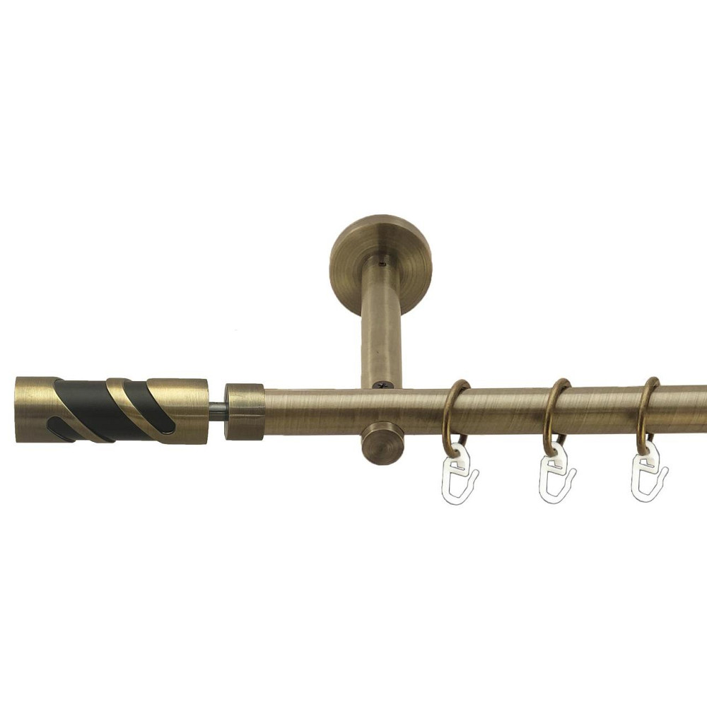 Карниз Orvit Сієна металевий однорядний циліндр+профіль (16 см) гладка труба кільце металеве Антик 19 мм 300 см (00-00026970) Львів - фото 1