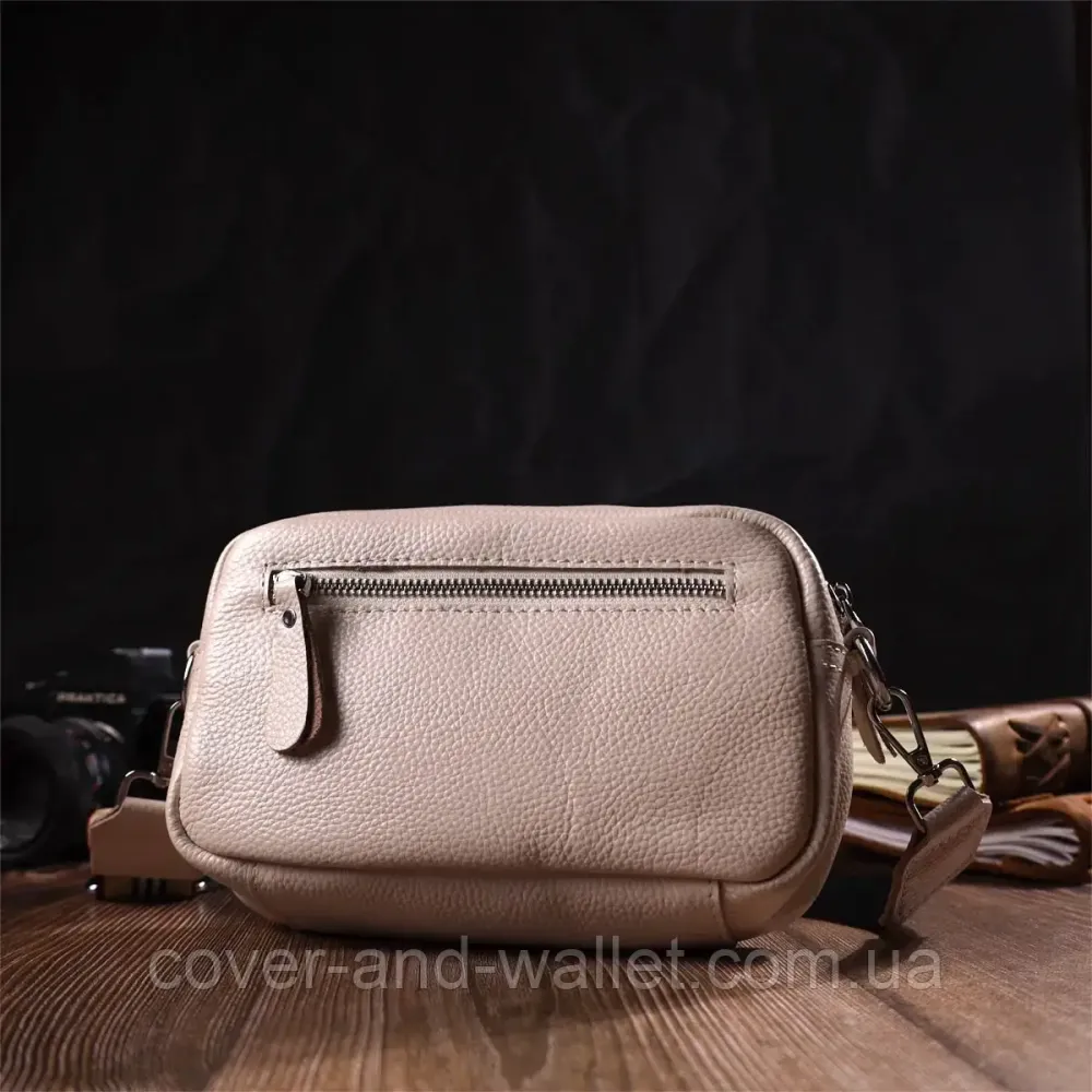 Женская прямоугольная сумка-кроссбоди молочного цвета из кожи Leather Collection Киев - изображение 9