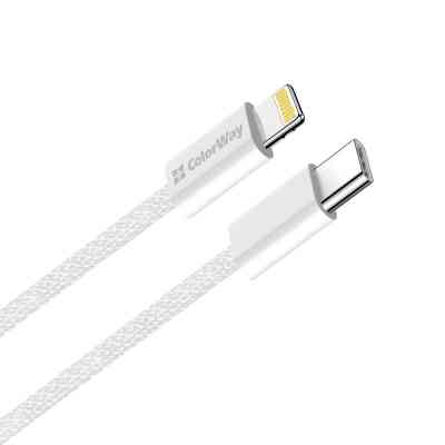 Дата кабель USB-C to Lightning 2.0m PD 27W braided gray ColorWay (CW-CBPDCL068-GR) Винница