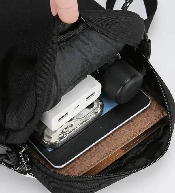 Стильна Чоловіча Чорна Сумка через Плече з с готическим принтом черепа. Харьков - изображение 3