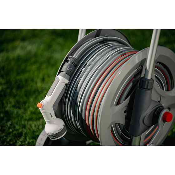 Металевий візок зі шлангом 1/2" 50м та аксесуарами, комплект для поливу, SILVER PRO SET, WHITE LINE, WL-AG33350SET1 Київ