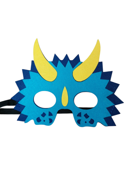 Дитяча маска Динозавр для дитячого свята з фетру one size блакитно-жовтий Київ - фото 1