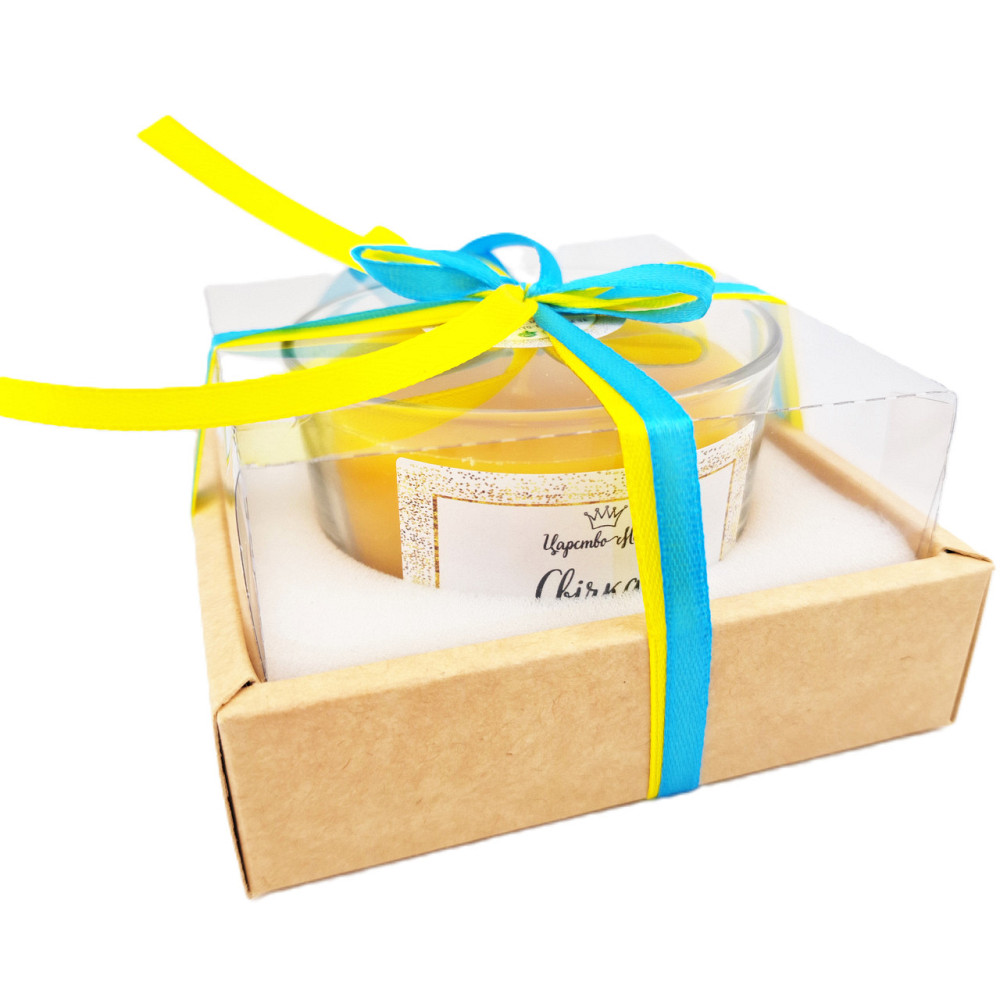 Свеча в стакане с индивидуальной коробочкой украшенной патриотическими лентами 120 мл Одесса - изображение 8