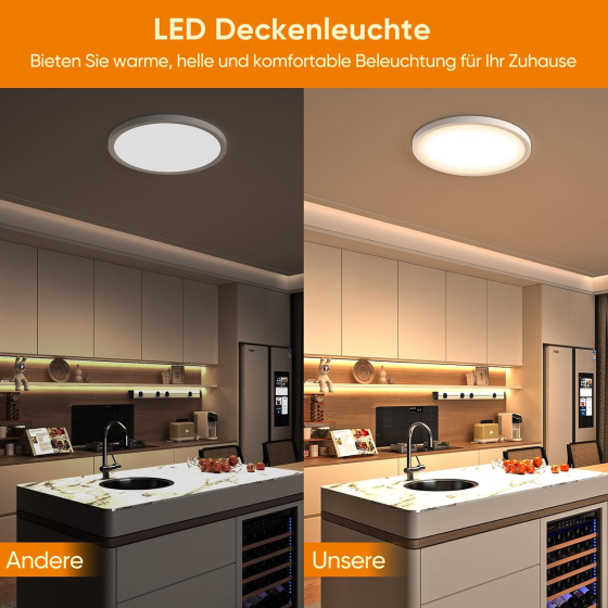 Стельовий LED-світильник YiLaie 24 Вт, 4000K, 2640 Лм, IP44, Ø30 см, ультратонкий 2,2 см, нейтральне біле світло Київ