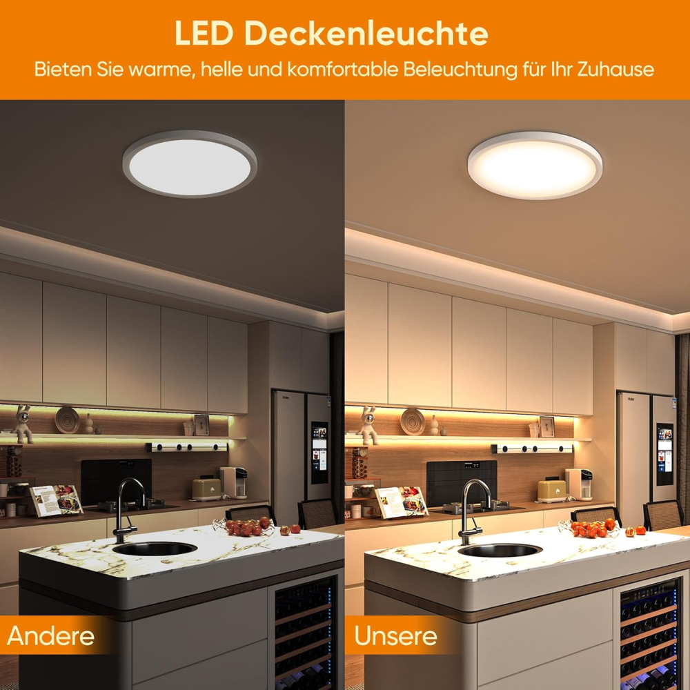 Стельовий LED-світильник YiLaie 24 Вт, 4000K, 2640 Лм, IP44, Ø30 см, ультратонкий 2,2 см, нейтральне біле світло Київ - фото 3